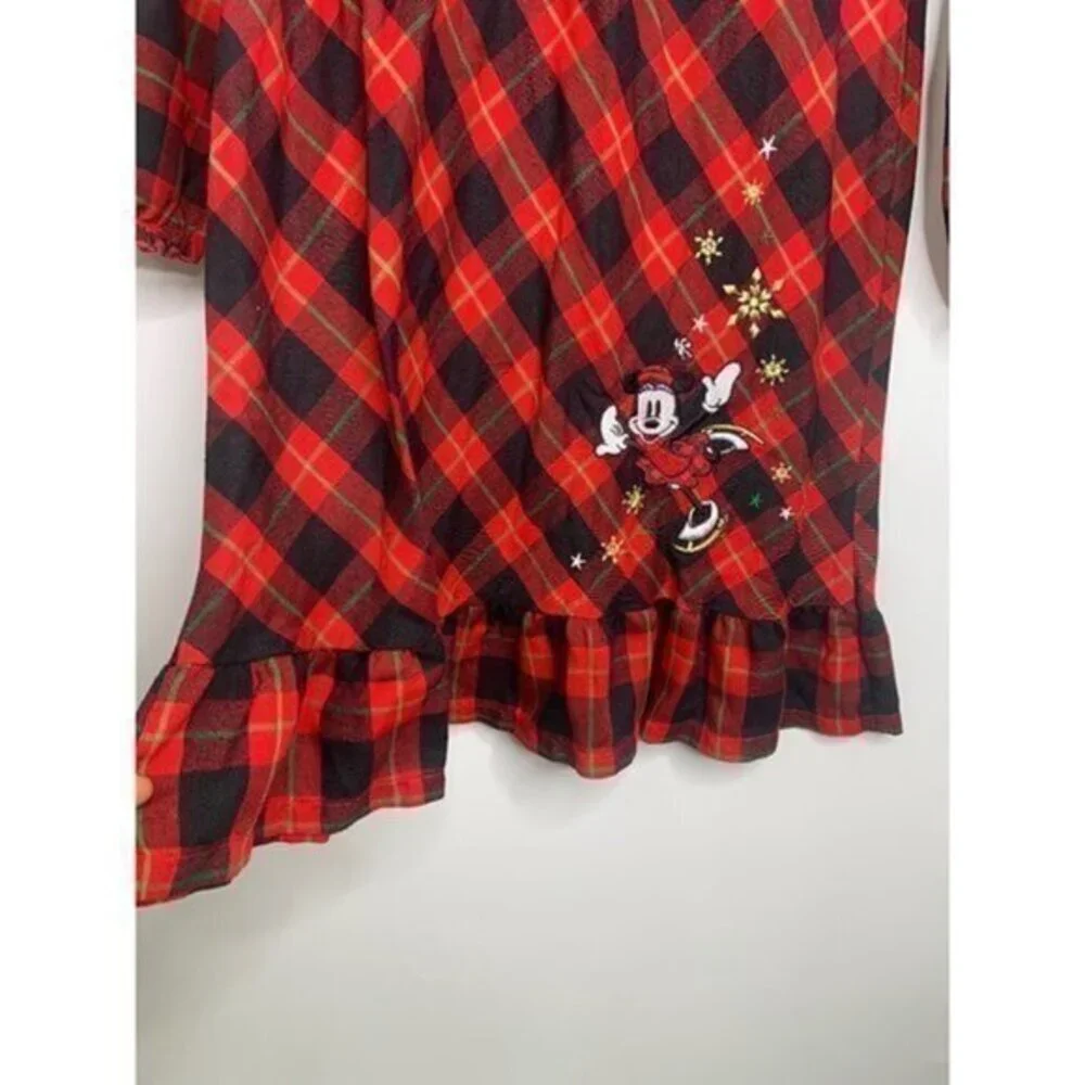 Disney Minnie Mouse Holiday‎ Plaid Nightshirt for Girls Dress Sz 7/8 - Picture 3 of 10